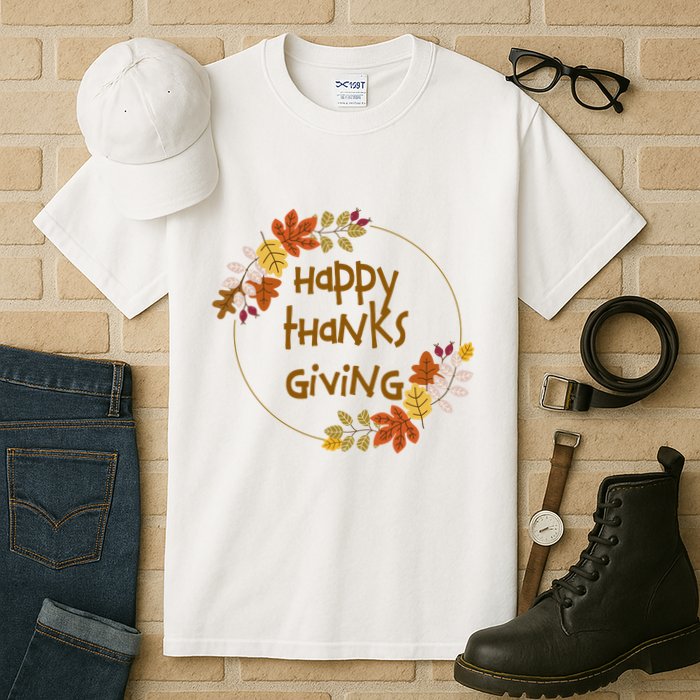 Happy Thanksgiving Fall Leaves Holiday Gift Tall T-Shirt