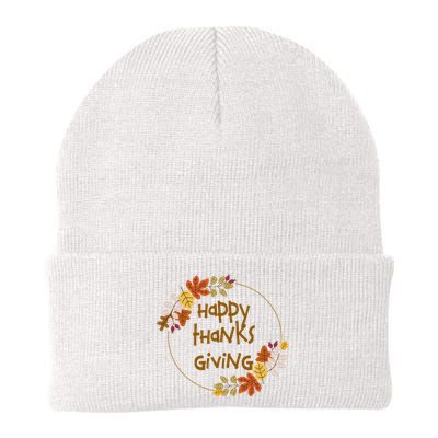 Happy Thanksgiving Fall Leaves Holiday Gift Knit Cap Winter Beanie