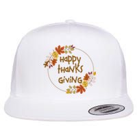 Happy Thanksgiving Fall Leaves Holiday Gift Flat Bill Trucker Hat