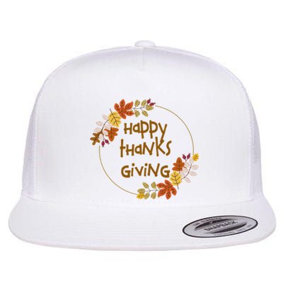 Happy Thanksgiving Fall Leaves Holiday Gift Flat Bill Trucker Hat