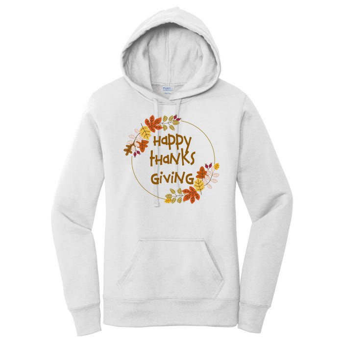 Happy Thanksgiving Fall Leaves Holiday Gift Women's Pullover Hoodie