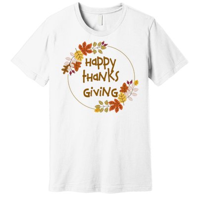 Happy Thanksgiving Fall Leaves Holiday Gift Premium T-Shirt