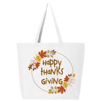 Happy Thanksgiving Fall Leaves Holiday Gift 25L Jumbo Tote