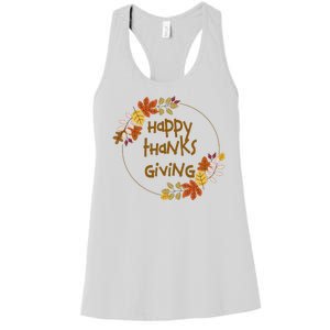 Happy Thanksgiving Fall Leaves Holiday Gift Women's Racerback Tank