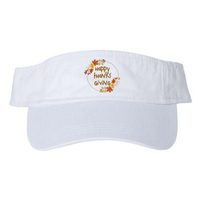 Happy Thanksgiving Fall Leaves Holiday Gift Valucap Bio-Washed Visor