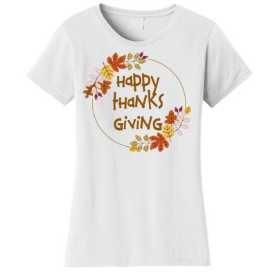 Happy Thanksgiving Fall Leaves Holiday Gift Women's T-Shirt