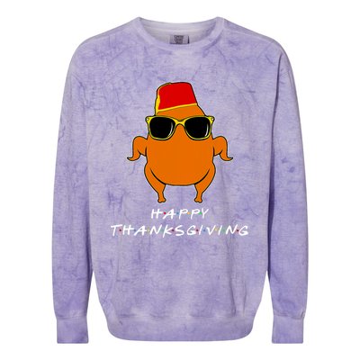 Happy Thanksgiving Friends Turkey Colorblast Crewneck Sweatshirt