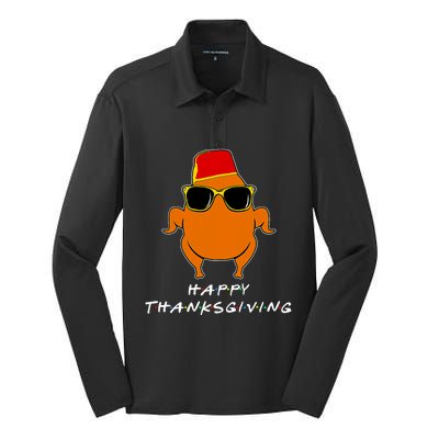 Happy Thanksgiving Friends Turkey Silk Touch Performance Long Sleeve Polo