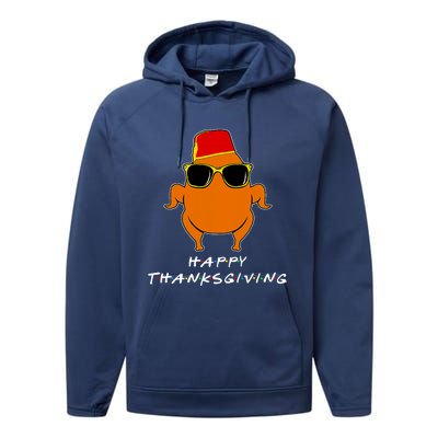 Happy Thanksgiving Friends Turkey Performance Fleece Hoodie