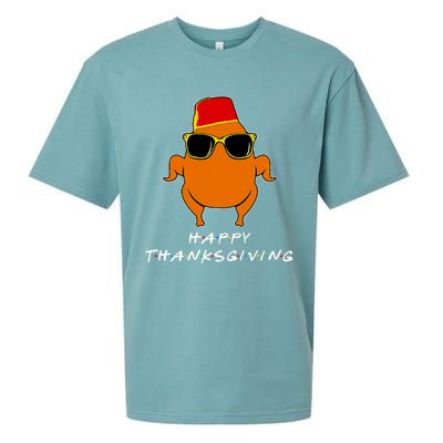 Happy Thanksgiving Friends Turkey Sueded Cloud Jersey T-Shirt