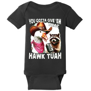 Hawk Tuah Funny Viral Humor Meme Video Girl 24 Goose Tuah Baby Bodysuit