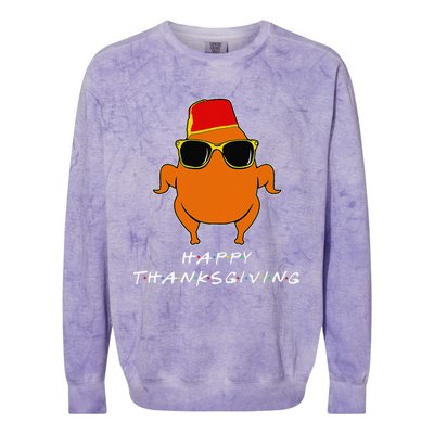 Happy Thanksgiving Friends Turkey For Turkey Colorblast Crewneck Sweatshirt