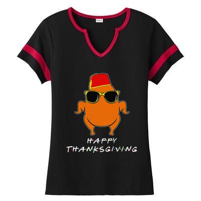 Happy Thanksgiving Friends Turkey For Turkey Ladies Halftime Notch Neck Tee