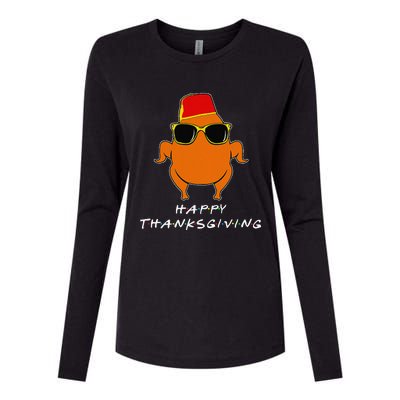 Happy Thanksgiving Friends Turkey For Turkey Womens Cotton Relaxed Long Sleeve T-Shirt