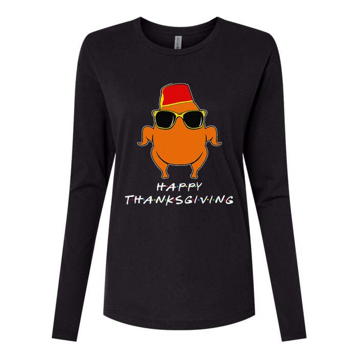 Happy Thanksgiving Friends Turkey For Turkey Womens Cotton Relaxed Long Sleeve T-Shirt