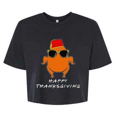 Happy Thanksgiving Friends Turkey For Turkey Bella+Canvas Jersey Crop Tee