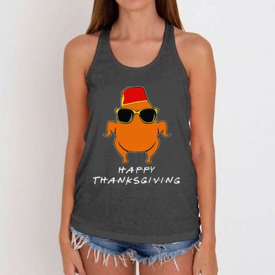 Happy Thanksgiving Friends Turkey For Turkey Women's Knotted Racerback Tank