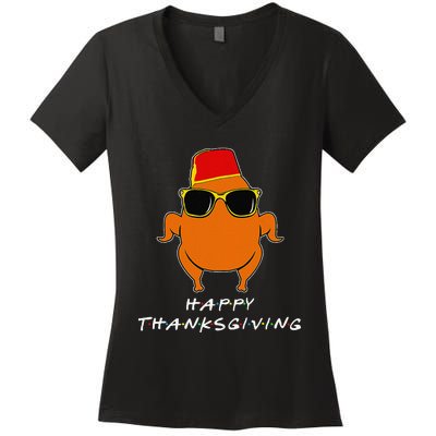 Happy Thanksgiving Friends Turkey For Turkey Women's V-Neck T-Shirt