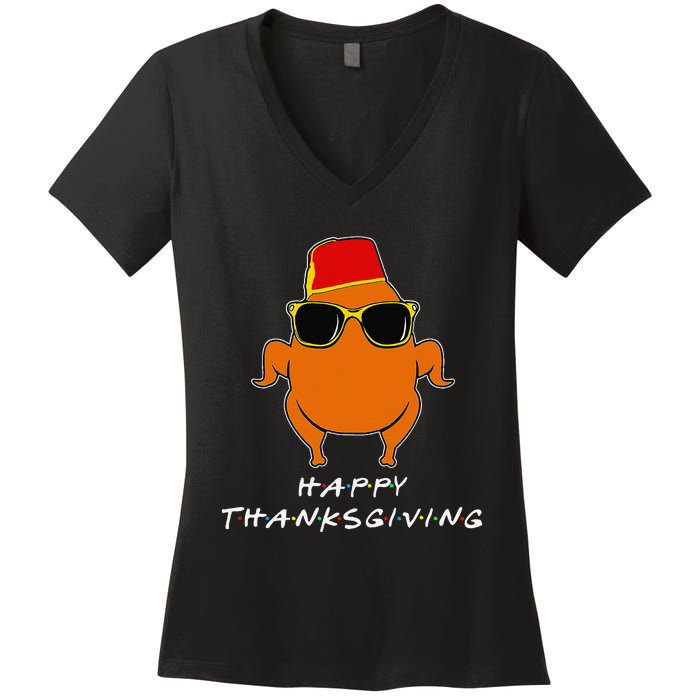 Happy Thanksgiving Friends Turkey For Turkey Women's V-Neck T-Shirt