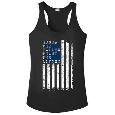 Honor The Fallen Thank The Living American Flag Design Meaningful Gift Ladies PosiCharge Competitor Racerback Tank