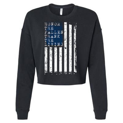 Honor The Fallen Thank The Living American Flag Design Meaningful Gift Cropped Pullover Crew