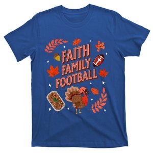 Happy Thanksgiving Football Turkey & Touchdowns Faith Family T-Shirt