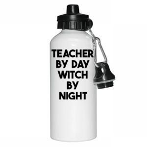 Halloween Teacher Funny Teacher By Day Witch By Night Gift Aluminum Water Bottle