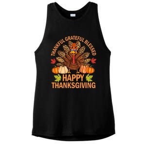 Happy Thanksgiving Funny Turkey Pumpkin Autumn Fall Family Ladies PosiCharge Tri-Blend Wicking Tank