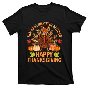 Happy Thanksgiving Funny Turkey Pumpkin Autumn Fall Family T-Shirt