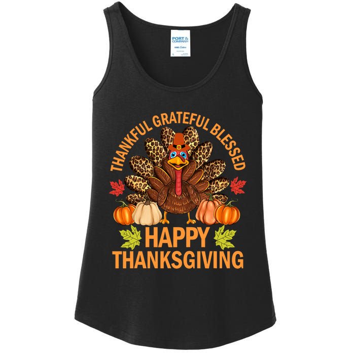 Happy Thanksgiving Funny Turkey Pumpkin Autumn Fall Family Ladies Essential Tank