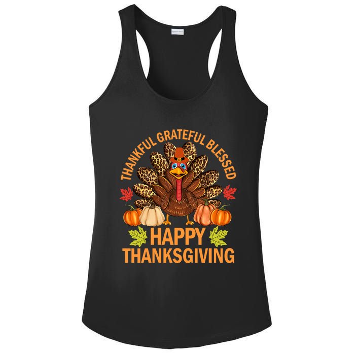 Happy Thanksgiving Funny Turkey Pumpkin Autumn Fall Family Ladies PosiCharge Competitor Racerback Tank