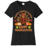 Happy Thanksgiving Funny Turkey Pumpkin Autumn Fall Family Women's T-Shirt