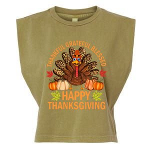 Happy Thanksgiving Funny Turkey Pumpkin Autumn Fall Family Garment-Dyed Women's Muscle Tee