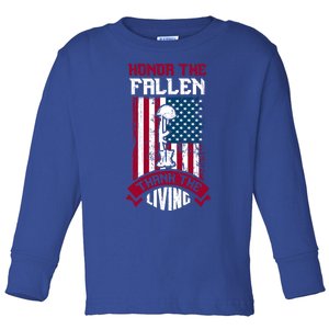 Honor The Fallen Thank The Living Memorial Day Design Gift Toddler Long Sleeve Shirt