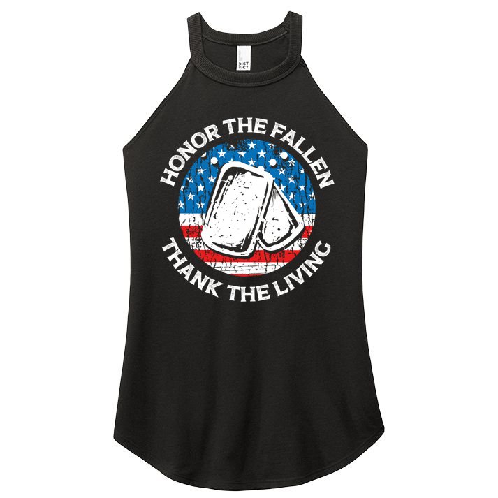 Honor The Fallen Thank The Living Veterans Day Appreciation Meaningful Gift Women's Perfect Tri Rocker Tank