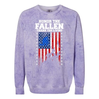 Honor The Fallen Thank The Living Memorial Day Gift Colorblast Crewneck Sweatshirt