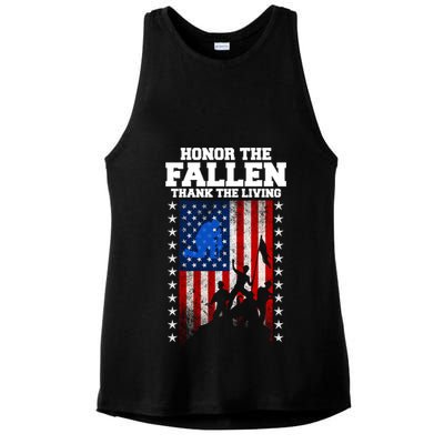 Honor The Fallen Thank The Living Memorial Day Gift Ladies PosiCharge Tri-Blend Wicking Tank