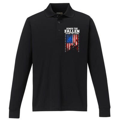 Honor The Fallen Thank The Living Memorial Day Gift Performance Long Sleeve Polo