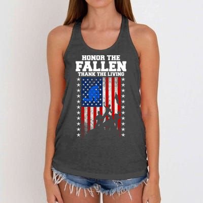 Honor The Fallen Thank The Living Memorial Day Gift Women's Knotted Racerback Tank