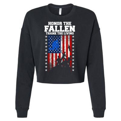 Honor The Fallen Thank The Living Memorial Day Gift Cropped Pullover Crew