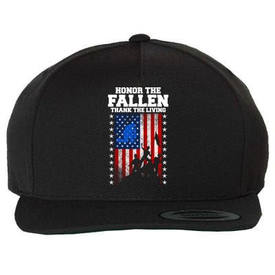 Honor The Fallen Thank The Living Memorial Day Gift Wool Snapback Cap