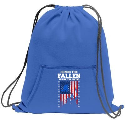 Honor The Fallen Thank The Living Memorial Day Gift Sweatshirt Cinch Pack Bag