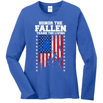 Honor The Fallen Thank The Living Memorial Day Gift Ladies Long Sleeve Shirt