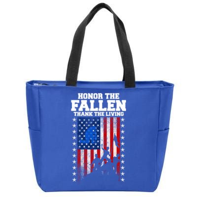 Honor The Fallen Thank The Living Memorial Day Gift Zip Tote Bag