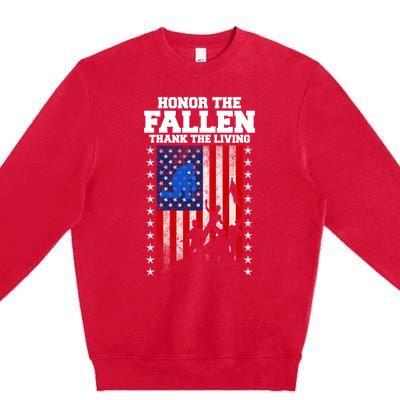 Honor The Fallen Thank The Living Memorial Day Gift Premium Crewneck Sweatshirt