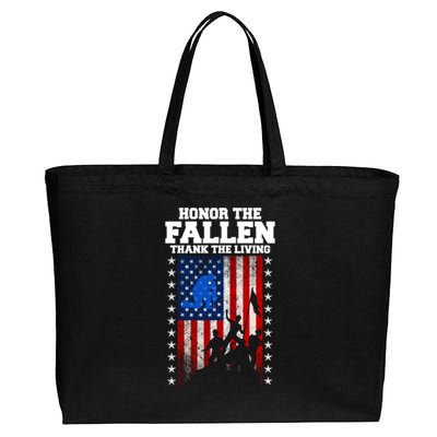 Honor The Fallen Thank The Living Memorial Day Gift Cotton Canvas Jumbo Tote