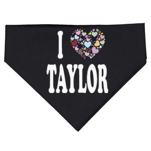 Heart Taylor First Name Girl I Love Taylor USA-Made Doggie Bandana