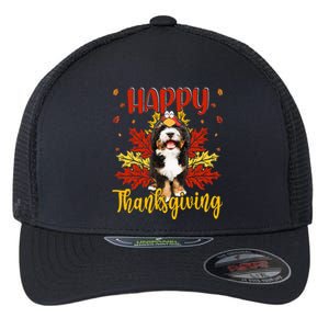 Happy Thanksgiving Funny Turkey B.Ernedoodle Lover Flexfit Unipanel Trucker Cap