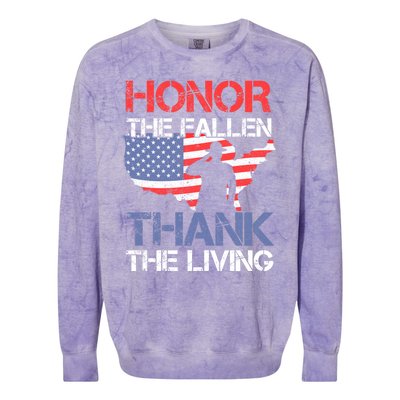 Honor The Fallen Thank The Living Memorial Day Gift Colorblast Crewneck Sweatshirt