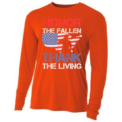 Honor The Fallen Thank The Living Memorial Day Gift Cooling Performance Long Sleeve Crew